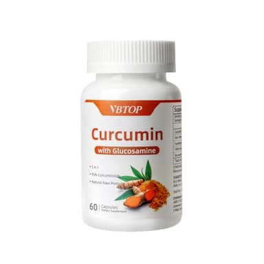 VBTOP Curcumin 95% with Glucosamine, 5-in-1 Joint Support Supplement with Sour Cherry, Frankincense & Celery Seed, 60 Capsules, Natural Antioxidant for Joint & Immune Health, Non-GMO, Gluten-Free