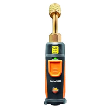 testo 552i Wireless Digital Vacuum Probe - Vacuum Gauge for HVAC Systems with IP54 Protection – 45° Service-Port Design - HVAC Tool for AC/R System Evacuation with Bluetooth and App