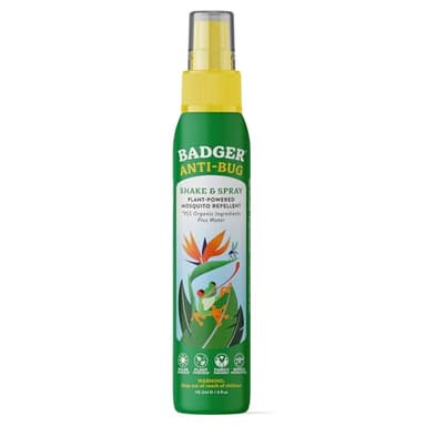 Badger Bug Spray, 3-Hour DEET-Free Mosquito Repellent, Family Friendly, Citronella & Organic Essential Oils, Natural & Vegan Insect Repellent Spray, 4 fl oz Aluminum Bottle