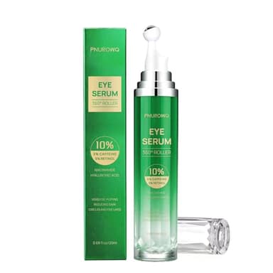 5% Caffeine Eye Cream, Under Eyes Serum for Dark Circles and Puffiness, 360° Massage Roller Ball Eye Bags Treatment Serum, Reduces Wrinkles Fine Lines for Women