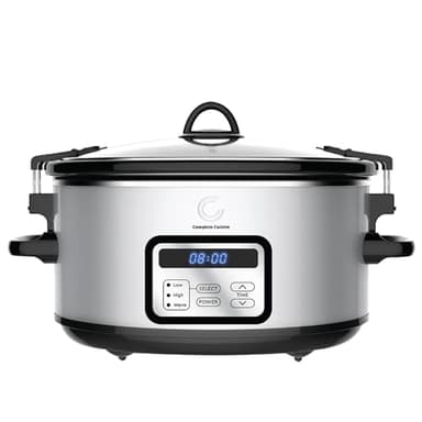 Complete Cuisine CC-6300PG-SS Digital 6-Quart Oval Slow Cooker with Locking Lid and Stainless Steel Exterior
