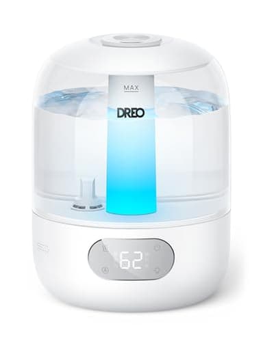 DREO Humidifiers for Bedroom, 3L Top Fill 30H & 26dB Quiet Runtime for Large Room, Cool Mist Ultrasonic Humidifier with Humidity Sensor, Night Light for Home, Baby, Nursery, Plants, New Edition
