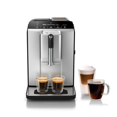 Bosch 300 Series Fully Automatic Espresso and Coffee Machine – One Touch Milk Drinks, Built-In Ceramic Grinder, In-Cup Frother, Easy Clean and Descale, Silver TIU20307