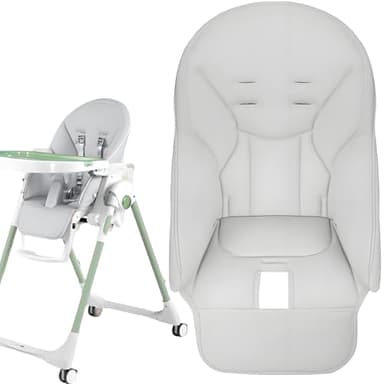 High Chair Cover Replacement Compatible with Pegs Perego Siesta Zero3, High Dinner Chair Seat Soft Cushion PU Leather, Gray