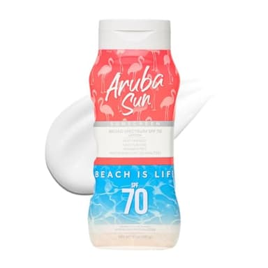 Aruba Sun SPF 70 Sunscreen Lotion 8oz - Reef Act Compliant no 67 Octinoxate & Oxybenzone Free - Sun Screen Broad Spectrum UVA/UVB - Sunscreen Waterproof and Non-Greasy