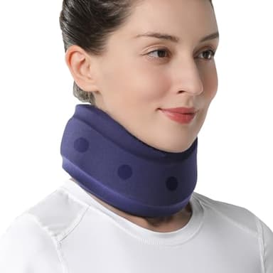 Velpeau Neck Brace for Neck Pain and Support - Soft Cervical Collar for Sleeping, Snoozing, Sleeping Upright, Anti-Snoring, Sleep Apnea for Women & Men (Blue, Enhanced Version, XL: 16.5-18.7"/4")