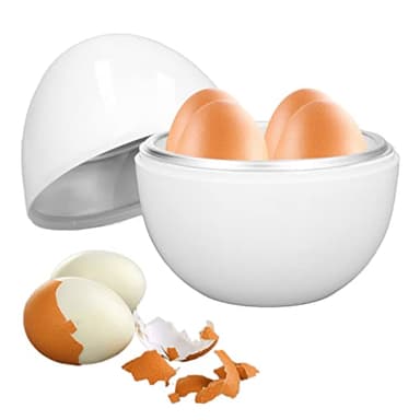 BOENLU Microwave Egg Cooker for 4 Eggs,Hard Boiled Egg Cooker Compact Microwave Safe Egg Boiler for Hard Soft or Poached Eggs Space Saving Design