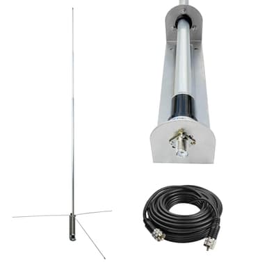 27Mhz ​​CB Radio Base Station Antenna 18.5ft with 49ft Cable PL-259 Cable, Ground Plane, 150W Heavy Duty Antenna for 10 & 11 Meter (26-28 MHz) - 3.5 dBi Gain