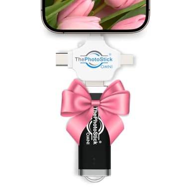 ThePhotoStick® Omni 128GB USB Flash Drive & Memory Stick Automatic Photo & Video Backup for iPhone, Android, Mac & PC – Universal Connection Easily Stores & Transfers Files