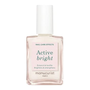 Manucurist Active Bright All in One Nail Perfector: Brightening Treatment Polish & Care - No Lamp - Vegan & Made in France - White Nail Polish - Nail Whitener & Brightener - Nail Strengthener