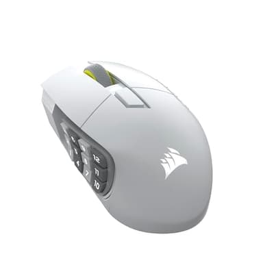Corsair Scimitar Elite Wireless SE MMO PC Gaming Mouse – 33,000 DPI, 16 Programmable Buttons, Key Slider, Elgato Virtual Stream Deck, 1,000Hz Polling, Up to 150-Hour Battery – White