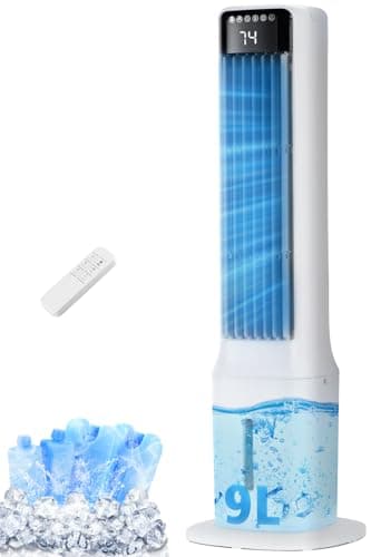 Uthfy 41" Portable Air Conditioners, 120° Oscillating Cooling Fans that Blow Cold Air with 24H Timer,4 Modes&3 Speeds,Dual Water Tank, 4 Ice Packs, Remote, Portable AC, 3 In 1 Swamp Cooler for Bedroom