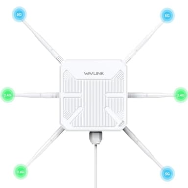 2026 AX3000 Outdoor WiFi 6 Extender, WAVLINK Long-Range WiFi Repeater/Access Point with Dual Band/PoE/IP67 Waterproof/6 x 7dBi Antennas, Supports Up to 256 Devices for Garage, Yard, RV,Farm