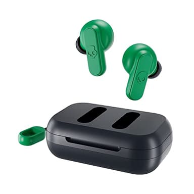Skullcandy Dime 2 Wireless Earbuds, Bluetooth Headphones, Noise Isolating Fit, Up to 12 Hours Battery, Microphone for iPhone Android, Easy Carry with Integrated Lanyard - Dark Blue/Green (Renewed)