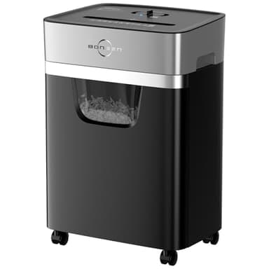 BONSEN 14-Sheet Paper Shredder for Home Office, Heavy Duty Cross Cut Shredder with 5.3 Gal Pullout Bin, Quiet Shredder for CDs/Credit Card/Staple, P-4 Security, Anti-Jam System