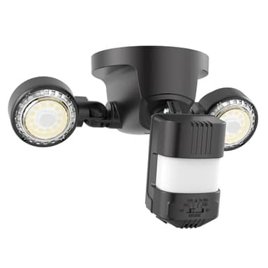 SANSI 25W 3000LM Motion Sensor Outdoor Security Lights, 5000K Daylight, Dusk to Dawn, 320° Angle Eave Mount Security Lights Super Bright for Yard, IP65 Waterproof, ETL Listed, Black