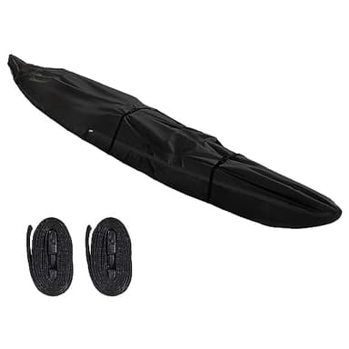 Seapisode Fade and Tear Resistant Trailerable Cover with Waterproof Zipper, 600D Marine Grade Heavy-Duty Waterproof Canoe Cover Fit for 12ft Kayak, Indoor/Outdoor Storage, Black