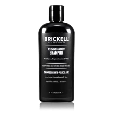 Brickell Men's Relieving Dandruff Shampoo For Men, Natural & Organic, Soothes and Eliminates Dandruff with Ziziphus Joazeiro, Aloe and Jojoba Oil (8 oz)