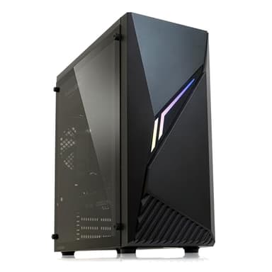 Zalman Raven ATX Mid-Tower Gaming PC Case - RGB Lighting Strip with Control Button, Full Tempered Glass Side Panel, 1 x 120mm Fan Pre-Installed, USB 3.0, Desktop Computer Case