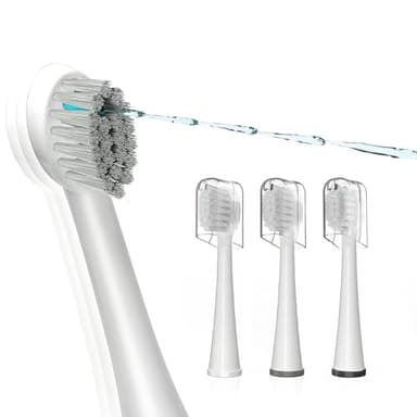 Replacement Brush Heads for Waterpik Sonic Fusion 2.0 - Flossing Toothbrush Head for Water pik with Color-Coded Rings & Hygienic Caps - 3 Pack White Soft Bristles - Compact Size