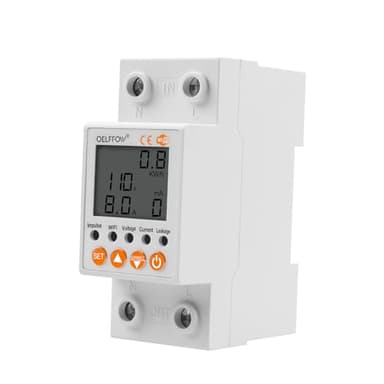 OELFFOW WiFi Circuit Breaker Smart Miniature Circuit Breaker - Single Phase AC85-300V 63A, Din Rail Mount, for Leakage, Over/Under Voltage and Over Current Protection (Top Input, Bottom Output)