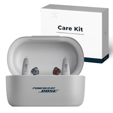 Lexie B2 Plus Rechargeable OTC Hearing Aids Powered by Bose & Cleaning Care Kit Bundle - Comfortable All Day Self-Fit Solution, Noise Reduction, Bluetooth & App Control, with Wireless Charging Case