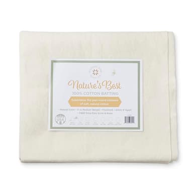 Quilt Batting for Sewing, 120" x 36 | 100% Cotton – No Poly Scrim or Resin | Medium Weight Batting Roll for Stuffing Blankets and Quilting Supplies