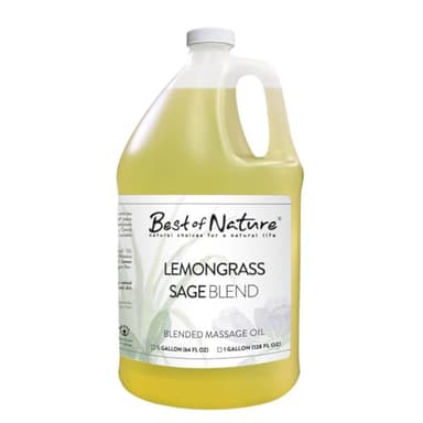Best of Nature Lemongrass and Sage Massage Oil Blend - Non-Greasy Aromatherapy Massage Oil for Body, Skin & Face, Crafted with Pure Essential Oils, Half Gallon (64 fl oz)