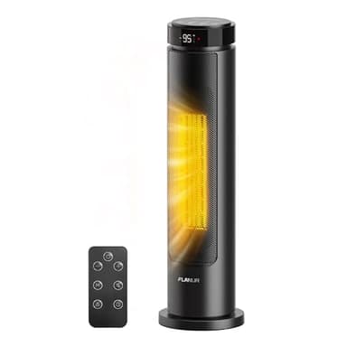 FLANUR Space Heaters for Indoor Use Large Room, 1500W Portable Electric Heater with Remote, 5 Modes, Safety Protection & Child Lock, 12H Timer, Oscillation Heater for Bedroom Home Office Black 1Pack