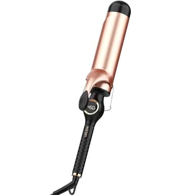 Large Curling Iron 2 Inch, Ceramic Long Barrel Hair Curling Wand, Hair Styling Tool, Dual Voltage, LCD Display, Black