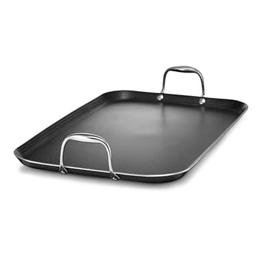 HexClad Hybrid Nonstick Double Burner Griddle, Stay-Cool Handles, Dishwasher-Friendly, Oven-Safe Up to 900°F, Induction Ready, Compatible with All Cooktops