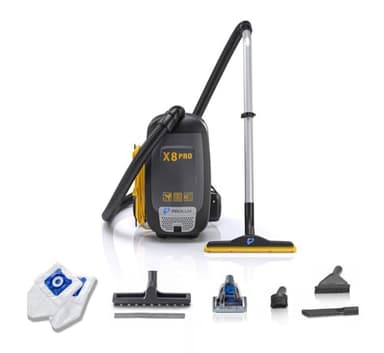 Prolux X8 Pro 10 lb Lightweight Commercial Backpack Vacuum – HEPA Filtration w/Sealed 8 Qt HEPA Bags, 120 CFM Commercial Suction, 50′ Cord, Loaded with Attachments