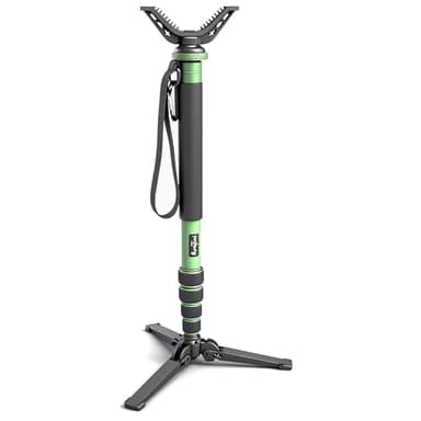 HUNTPAL Hunting Monopod Shooting Tirpod Stick Gun Rifle Rest for Hunter and Shooter | Tiltable and Horizontally Rotatable Tri-Stand Tripod Base | 21"-65" Matt Aluminum Shooting Stand with V Yoke Head
