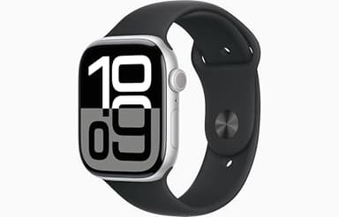 Apple Watch Series 10 [GPS, 46mm] - Silver Aluminum Case with Black Sport Band, M/L (Renewed)