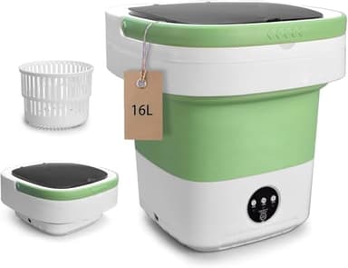 Portable Washing Machine, Mini 16L Upgraded with Spin Basket Laundry Machine, 3 Modes Deep Cleaning, Upgraded Small Collapsible Laundry for Hotel, Apartment, Home and Travel - Green