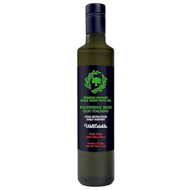 WellEatable Robust +1,200 mg/kg Polyphenol Rich Olio Italiano, 2024/25 Early Harvest Organic Extra Virgin Olive Oil from Italy, Lab Tested, Cold Extracted for Drinking and Finishing, 16.9 fl oz