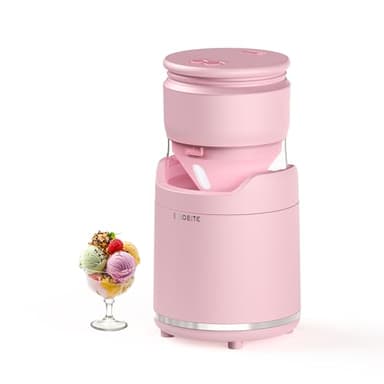BRIOBITE Soft Serve Ice Cream Maker Machine – Rechargeable Compact for Homemade Gelato,Sorbet & Frozen Yogurt, Stylish Pink Design,Perfect for 1-2 Servings,Best Gift for Couples & Families