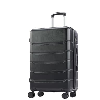OLIXIS 24 Inch Luggage, Hardside Suitcase with Spinner Wheels, Lightweight ABS Hard Shell Checked Luggage, TSA Approved Lock, Expandable Medium Suitcase for Travel & Business–Black