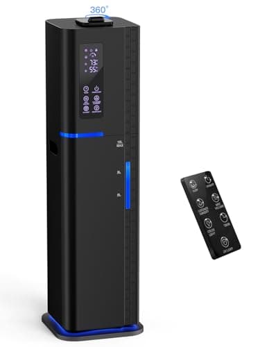 Zeova 10L/2.64Gal Humidifier, Top Fill Quiet Ultrasonic Cool Mist Humidifiers for Bedroom, Covers 550ft², 60H Runtime, 24H Timer, 3 Mist Modes Humidifier Large Room, Home, Office, Plants, Black