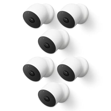 Google Nest Cam Outdoor or Indoor, Battery - 2nd Generation - 6 Pack, White