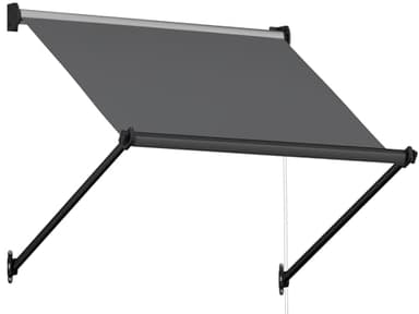 AECOJOY Retractable Awning, 30"x40" Manual Outdoor Awnings for Door Entrance, Sun Shade Canopy for Backyard, Porch, Patio, Window, Deck, Dark Grey