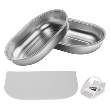 Stainless Steel Bowl for Automatic Microchip Cat Pet Feeder, Design for Keeping Food Fresh and Reducing Odor, 2 Pcs+1 Grey Mat