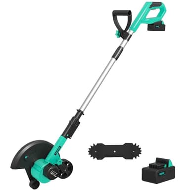 GAOMON Cordless Lawn Edger, Battery Powered Grass Edger with 4.0Ah Rechargeable Battery, Brushless Motor, 9-Inch Steel Blade, 3 Depth Settings, 9 lb Lightweight Sidewalk & Yard Edger Tool