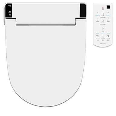 VOVO VB-6100SR Round Bidet Toilet Seat, Warm Water, LED Light, Heated Seat, White, Dryer, Stainless Steel Nozzle, Made in Korea