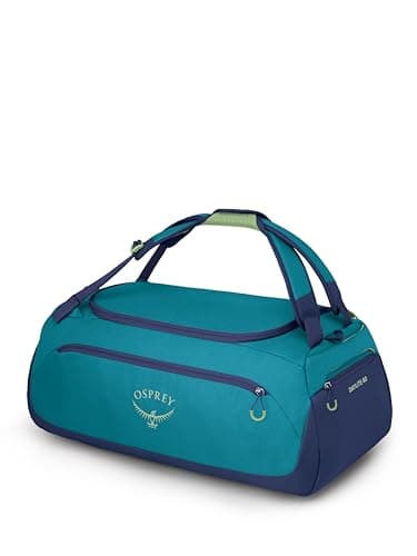 Osprey Daylite 45L Duffel Backpack - Convertible Everyday Duffel Bag for Gym, Commute, and Travel, Blue Spikemoss/Alkaline