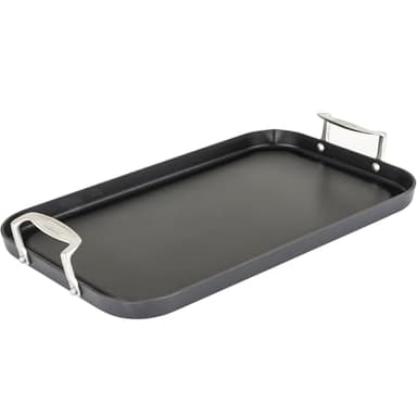 Viking Nonstick Double Burner Griddle, 19 x 11 Inch Hard Anodized Kitchen Grill Pan with Handles, Oven Safe, Works on Gas, Ceramic, and Electric Stove Top