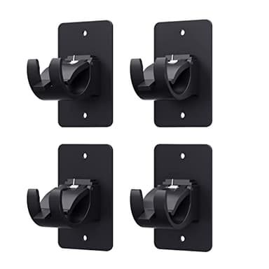 4 Pieces Self Adhesive Curtain Rod Bracket, Universal Plastic Curtain Rod Holders, No Drill Curtain Rod Brackets Curtain Rod Hooks for Bathroom, Bedroom, Livingroom, Kitchen (Black)