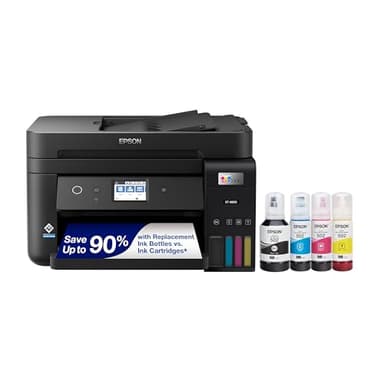 Epson EcoTank ET-4850 Wireless All-in-One Cartridge-Free Supertank with Scanner Copier, Fax, ADF and Ethernet, The Perfect Office Printer - Black