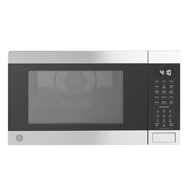 GE GCST10A1WSS 1.0 Cu Ft Convection Microwave Oven, 1050W Countertop Air Fry Microwave with Broil & Crisper Pan, Compact Stainless Steel Design