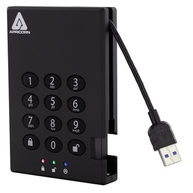 Apricorn Aegis Padlock 3.0 1TB USB 3.0 External Hard Drive, Black